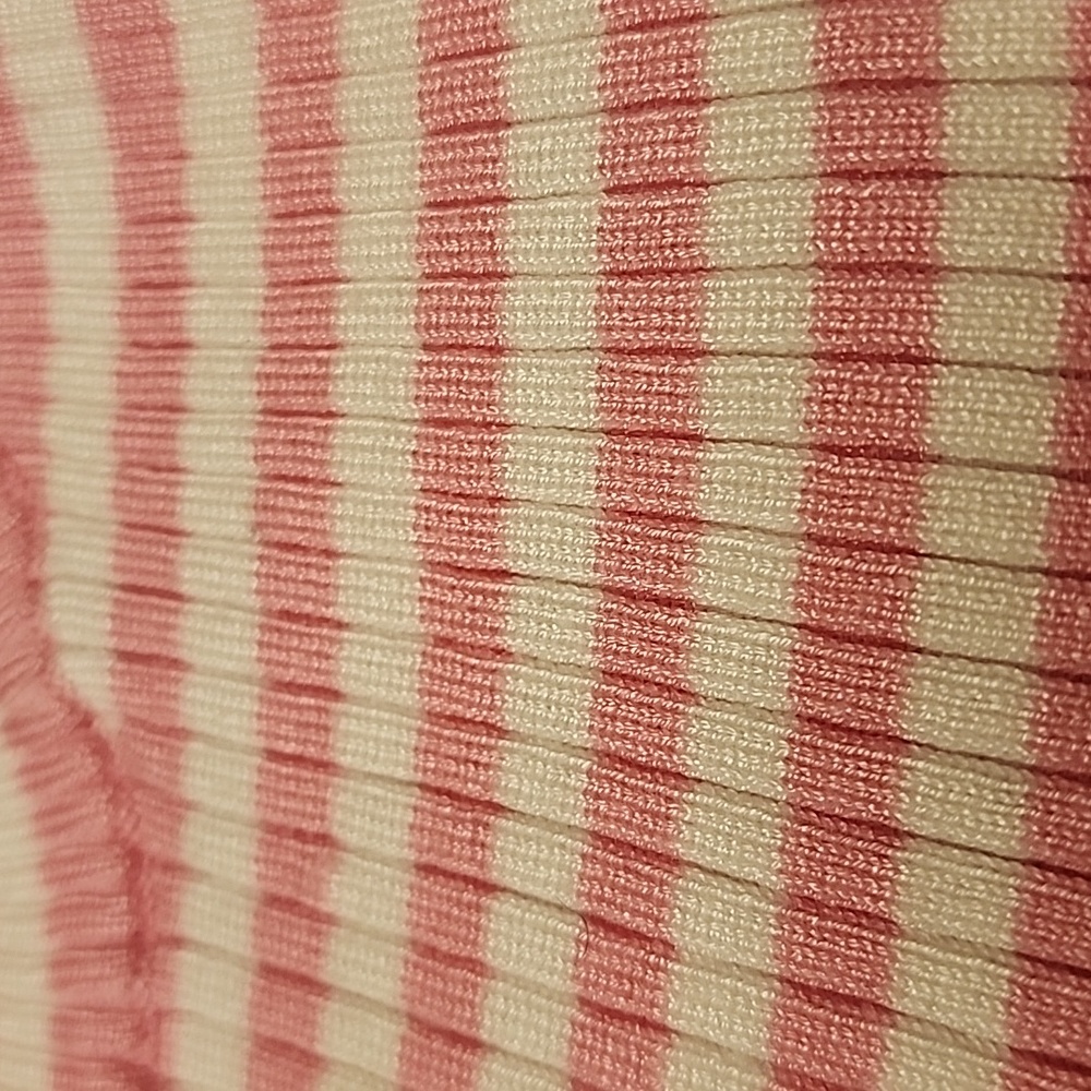 Cotton Emporium Pink and White Stripe Short Sleeve Sweater Size M - Picture 9 of 10